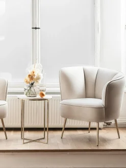 Westwing Collection Mesa auxiliar de mármol redonda Alys