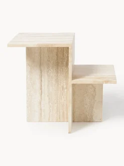 Ferm Living Mesa auxiliar de travertino con dos estantes Distinct