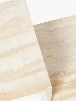 Ferm Living Mesa auxiliar de travertino con dos estantes Distinct