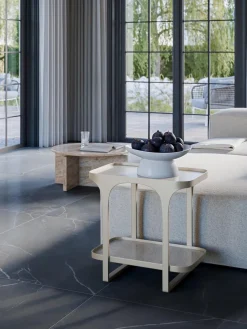 Westwing Collection Mesa auxiliar en look travertino Bella