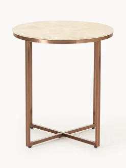 Westwing Collection Mesa auxiliar redonda Antigua, tablero de vidrio en aspecto mármol