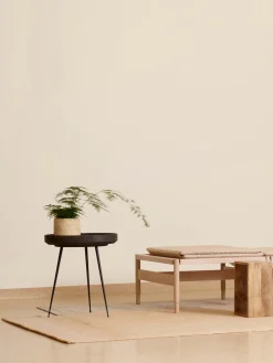 Mater Mesa auxiliar redonda artesanal de madera de roble Bowl^ Mesas Auxiliares