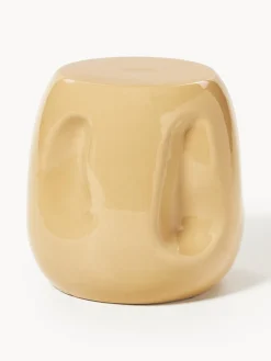 HKLIVING Mesa auxiliar redonda artesanal de cerámica Currents