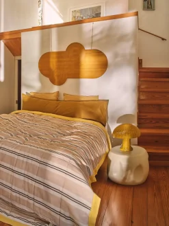 HKLIVING Mesa auxiliar redonda artesanal de cerámica Currents