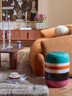 POLSPOTTEN Mesa auxiliar redonda artesanal Striped Pill^ Mesas Auxiliares