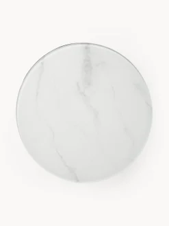 Westwing Collection Mesa auxiliar redonda con tablero de vidrio en look mármol Antigua^ Mesas Auxiliares