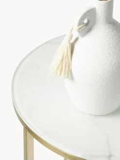 Westwing Collection Mesa auxiliar redonda con tablero de vidrio en look mármol Antigua^ Mesas Auxiliares