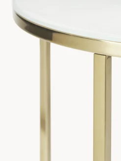 Westwing Collection Mesa auxiliar redonda con tablero de vidrio en look mármol Antigua^ Mesas Auxiliares