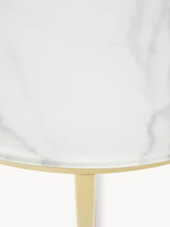 Westwing Collection Mesa auxiliar redonda con tablero de vidrio en look mármol Antigua^ Mesas Auxiliares