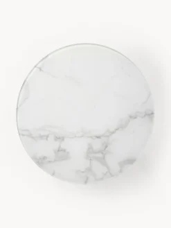 Westwing Collection Mesa auxiliar redonda con tablero de vidrio en look mármol Antigua^ Mesas Auxiliares