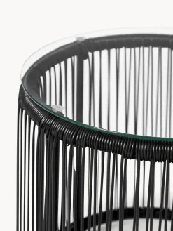 Westwing Collection Mesa auxiliar redonda de plástico con aspecto de mimbre Bahia