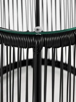 Westwing Collection Mesa auxiliar redonda de plástico con aspecto de mimbre Bahia