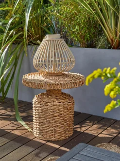 Bloomingville Mesa auxiliar redonda de ratán Camo^ Mesas Auxiliares