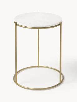 Westwing Collection Mesa auxiliar redonda de mármol Ella
