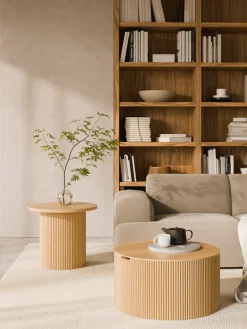 Westwing Collection Mesa auxiliar redonda de madera Nele