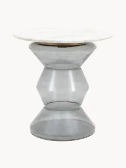 Mesa auxiliar redonda de vidrio soplado y mármol Turin