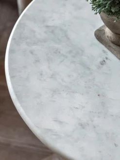 Mesa auxiliar redonda de vidrio soplado y mármol Turin