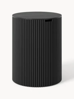 Westwing Collection Mesa auxiliar redonda de madera con espacio de almacenamiento Nele