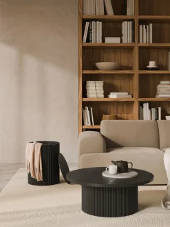 Westwing Collection Mesa auxiliar redonda de madera con espacio de almacenamiento Nele