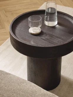 Westwing Collection Mesa auxiliar redonda de madera de mango Benno