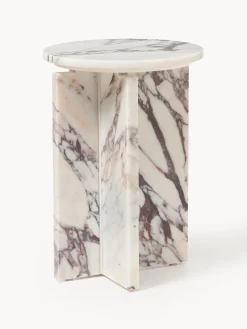 Westwing Collection Mesa auxiliar redonda de mármol Marisa