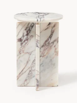 Westwing Collection Mesa auxiliar redonda de mármol Marisa