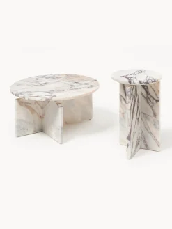 Westwing Collection Mesa auxiliar redonda de mármol Marisa