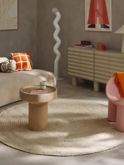 Westwing Collection Mesa auxiliar redonda de madera de mango Benno