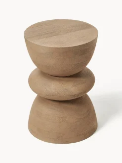 Westwing Collection Mesa auxiliar redonda de madera de mango Benno