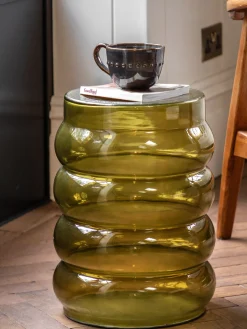 Mesa auxiliar redonda de vidrio soplado Sono