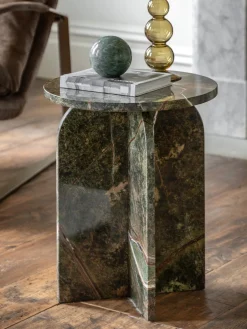 Mesa auxiliar redonda de mármol Amalfi^ Mesas Auxiliares