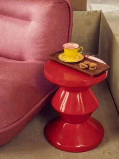 POLSPOTTEN Mesa auxiliar redonda Zig Zag