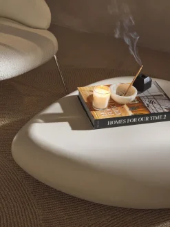 Westwing Collection Mesa de centro baja en forma orgánica Pietra