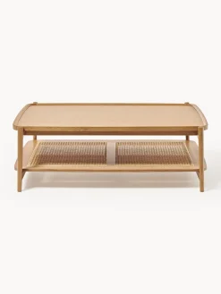 Westwing Collection Mesa de centro de madera con espacio de almacenaje de tejido vienés Libby