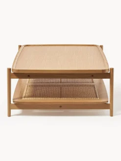 Westwing Collection Mesa de centro de madera con espacio de almacenaje de tejido vienés Libby