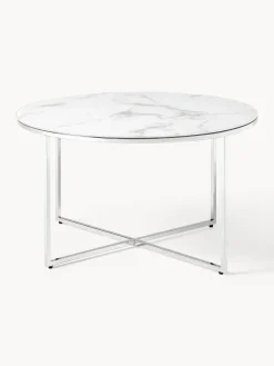 Westwing Collection Mesa de centro redonda con tablero de vidrio en look mármol Antigua^ Mesas De Centro|Mesas De Centro