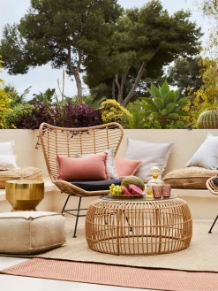 Westwing Collection Mesa de centro redonda Costa, con tablero de vidrio