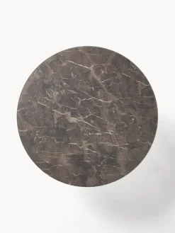 Westwing Collection Mesa de centro redonda con tablero de vidrio en look mármol Antigua