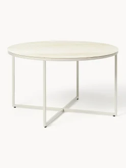 Westwing Collection Mesa de centro redonda con tablero de vidrio en look travertino Antigua^ Mesas De Centro|Mesas De Centro