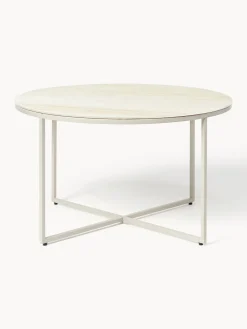 Westwing Collection Mesa de centro redonda con tablero de vidrio en look travertino Antigua^ Mesas De Centro|Mesas De Centro