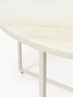 Westwing Collection Mesa de centro redonda con tablero de vidrio en look travertino Antigua^ Mesas De Centro|Mesas De Centro