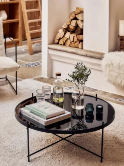 Zuiver Mesa de centro redonda Cupid, tablero de vidrio extraíble