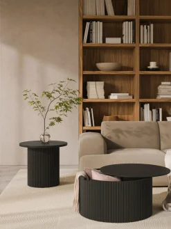 Westwing Collection Mesa de centro redonda de madera con espacio de almacenamiento Nele