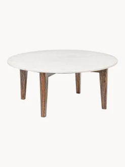 Bizzotto Mesa de centro redonda Sylvester, tablero de mármol