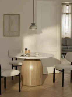 Westwing Collection Mesa de comedor redonda con tablero de mármol Nelly, tamaños diferentes