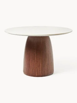 Westwing Collection Mesa de comedor redonda con tablero de mármol Nelly, tamaños diferentes