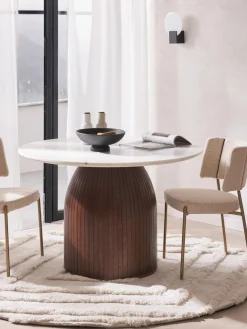 Westwing Collection Mesa de comedor redonda con tablero de mármol Nelly, tamaños diferentes