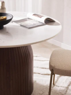 Westwing Collection Mesa de comedor redonda con tablero de mármol Nelly, tamaños diferentes