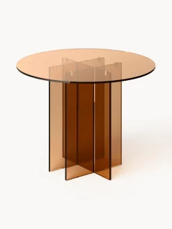 Westwing Collection Mesa de comedor redonda de vidrio Anouk, tamaños diferentes