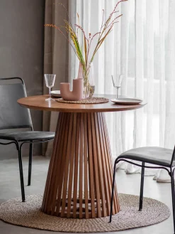 Mesa de comedor redonda de madera Brookland, Ø 90 cm